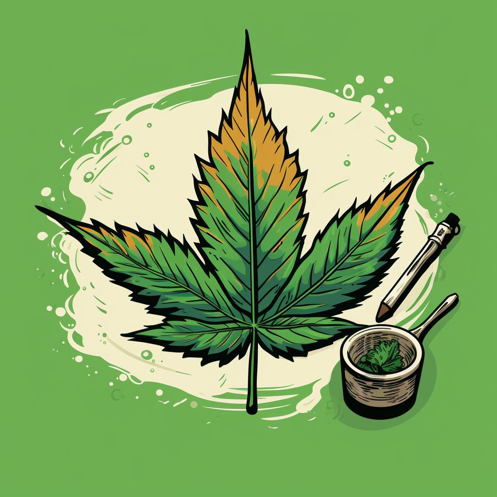 Painted weed leaf design on a t-shirt, drying.