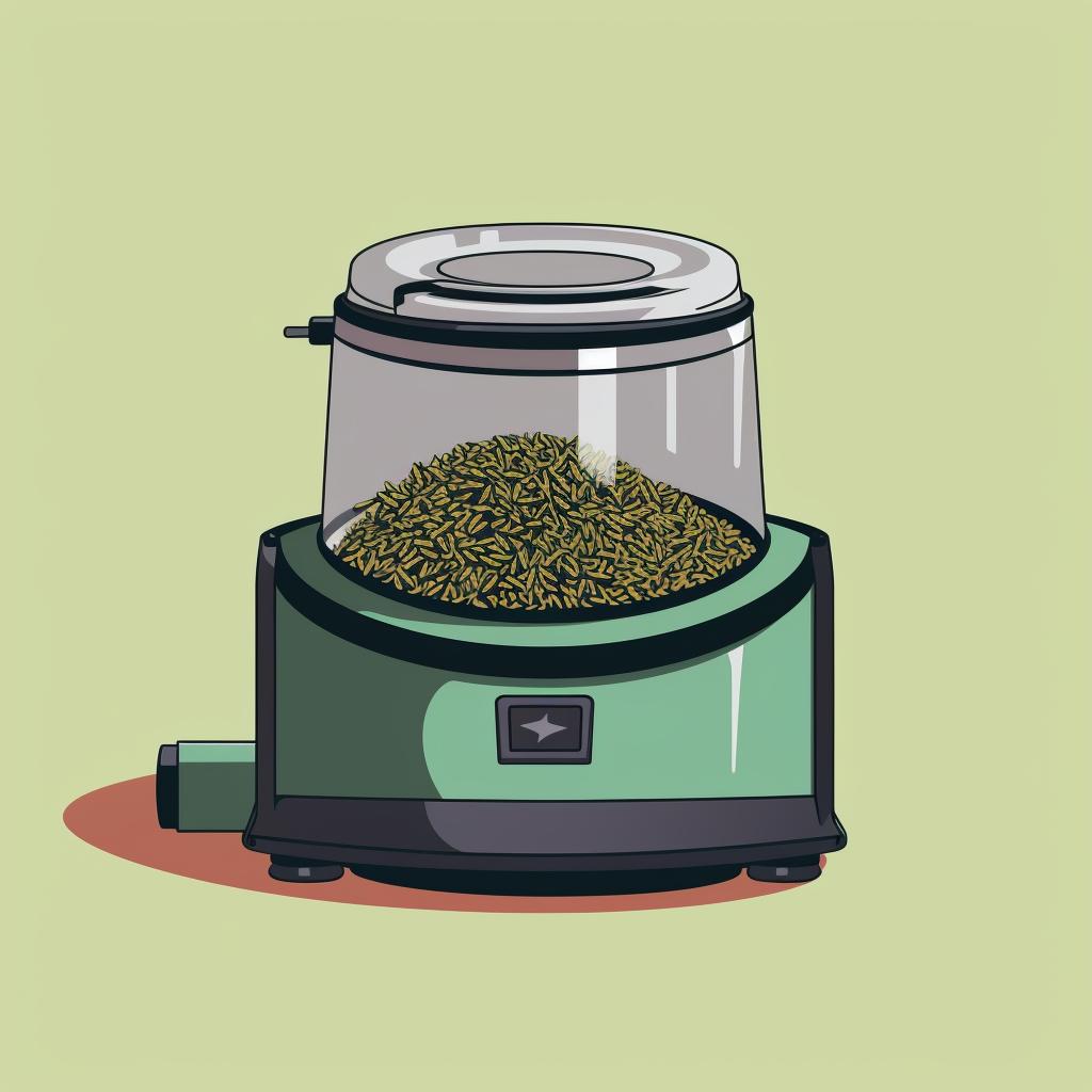 Close-up of a grinder with freshly ground weed.