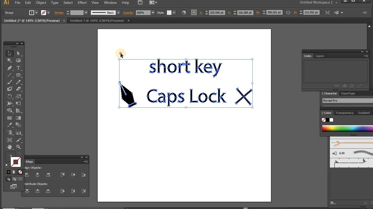 Cursor selecting the Pen tool from the toolbar in Adobe Illustrator