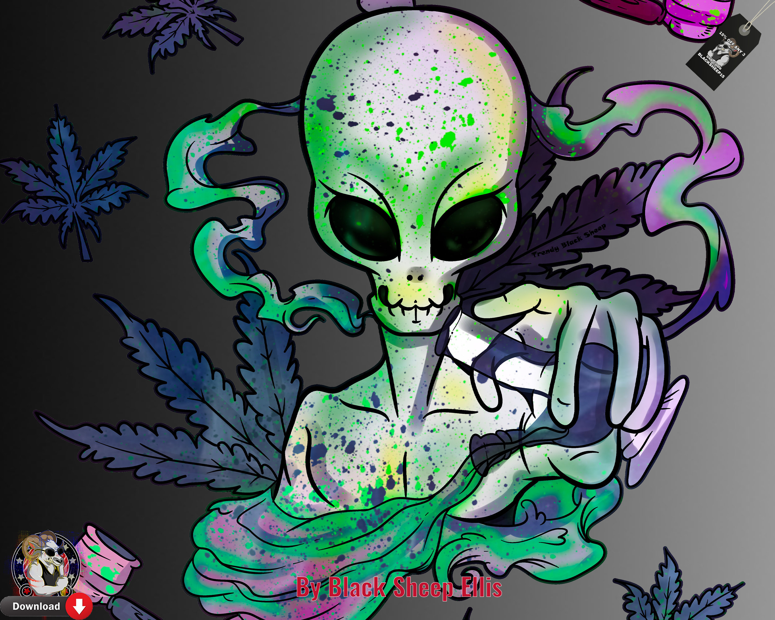 Collage of diverse weed art designs by 420 Pixels